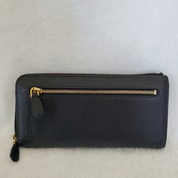 Vintage Long Black Saffiano Prada Cammeo Ribbon Zipper Wallet - Picture 2 of 11